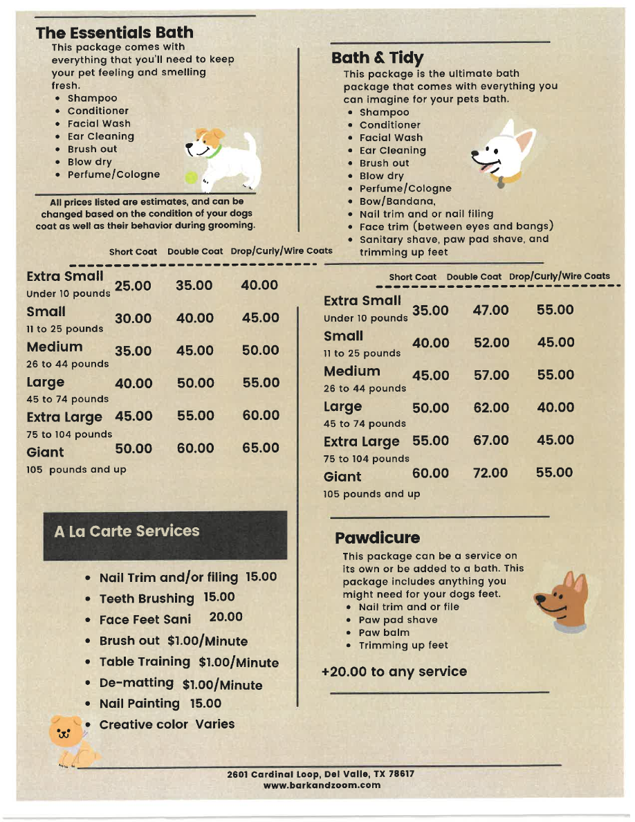 grooming price